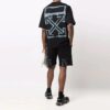 Camiseta de pantalones cortos con cuello redondo y logo FW21, versión entallada, negro
