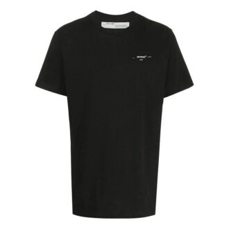 Camiseta de pantalones cortos con cuello redondo y logo pequeño, color negro Camiseta de pantalones cortos con cuello redondo y logo pequeño, color negro
