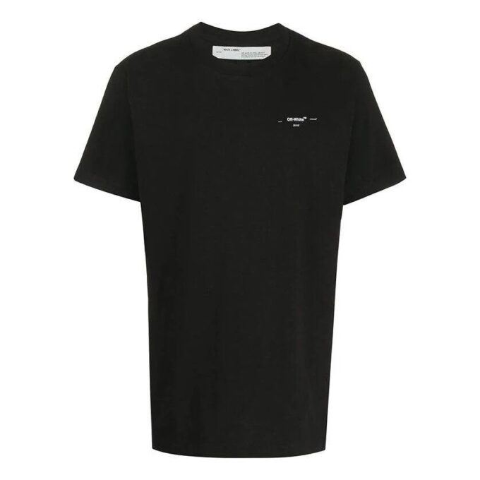 Camiseta de pantalones cortos con cuello redondo y logo pequeño, color negro