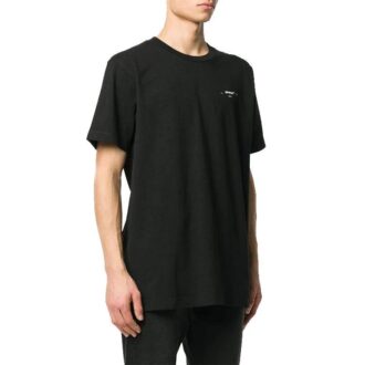 Camiseta de pantalones cortos con cuello redondo y logo pequeño, color negro Camiseta de pantalones cortos con cuello redondo y logo pequeño, color negro