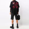 Camiseta de pantalones cortos con cuello redondo y logotipo FW21, versión estándar, negro