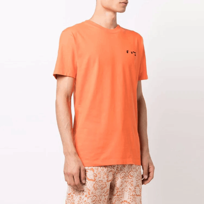 Camiseta de pantalones cortos con cuello redondo y logotipo, versión estándar, naranja