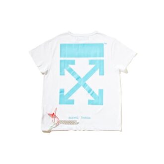 Camiseta de pantalones cortos con eslogan y flecha azul y blanco Camiseta de pantalones cortos con eslogan y flecha azul y blanco