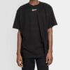 Camiseta de pantalones cortos con estampado de letras en la espalda, color negro