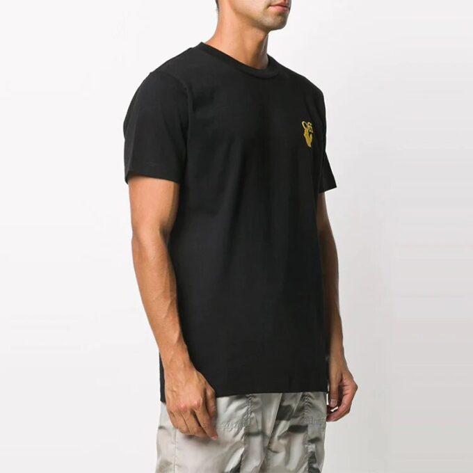 Camiseta de pantalones cortos con estampado Earth bordado, negra