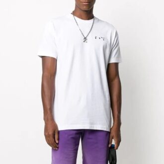 Camiseta de pantalones cortos con logotipo bordado, color blanco Camiseta de pantalones cortos con logotipo bordado, color blanco