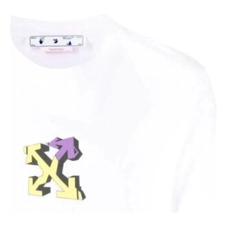 Camiseta de pantalones cortos de algodón con estampado de flechas geométricas, colección primavera-verano 2022, color blanco Camiseta de pantalones cortos de algodón con estampado de flechas geométricas, colección primavera-verano 2022, color blanco