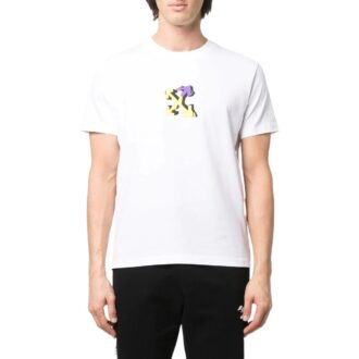 Camiseta de pantalones cortos de algodón con estampado de flechas geométricas, colección primavera-verano 2022, color blanco Camiseta de pantalones cortos de algodón con estampado de flechas geométricas, colección primavera-verano 2022, color blanco