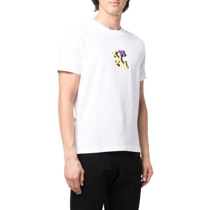 Camiseta de pantalones cortos de algodón con estampado de flechas geométricas, colección primavera-verano 2022, color blanco