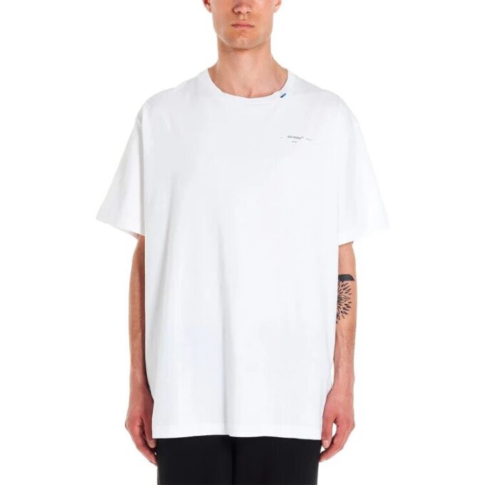 Camiseta de pantalones cortos para hombre con logo sin rematar, color blanco