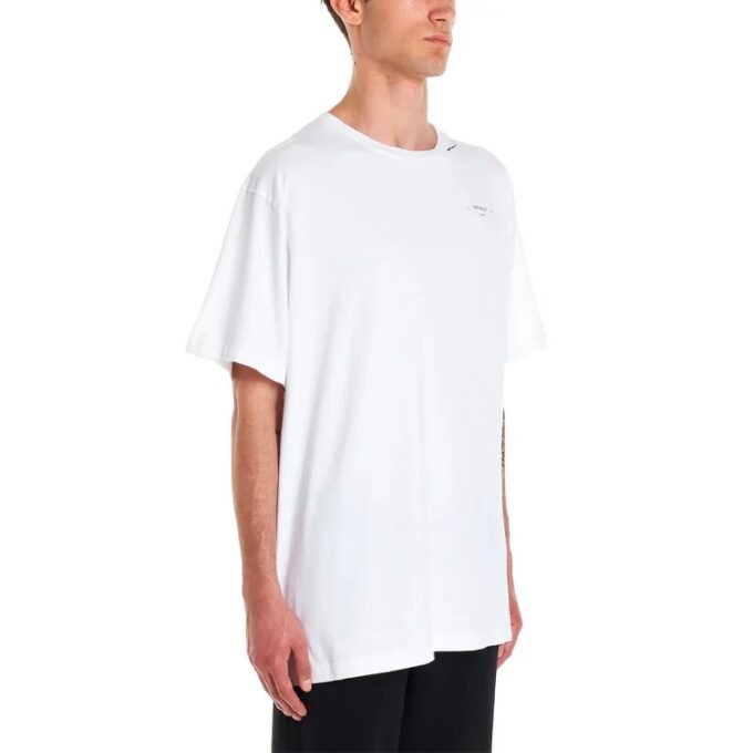 Camiseta de pantalones cortos para hombre con logo sin rematar, color blanco