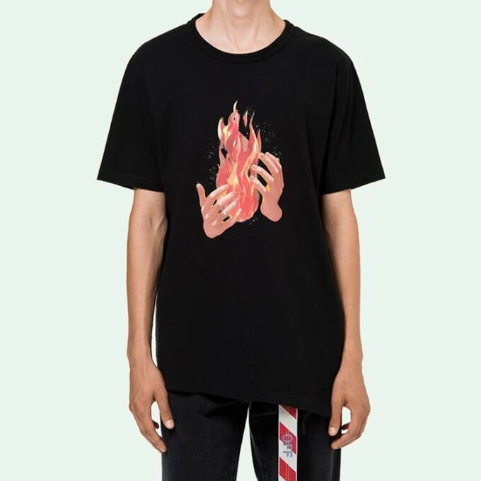 Camiseta de Pantalones Cortos Virgil Abloh Black Diag Fire