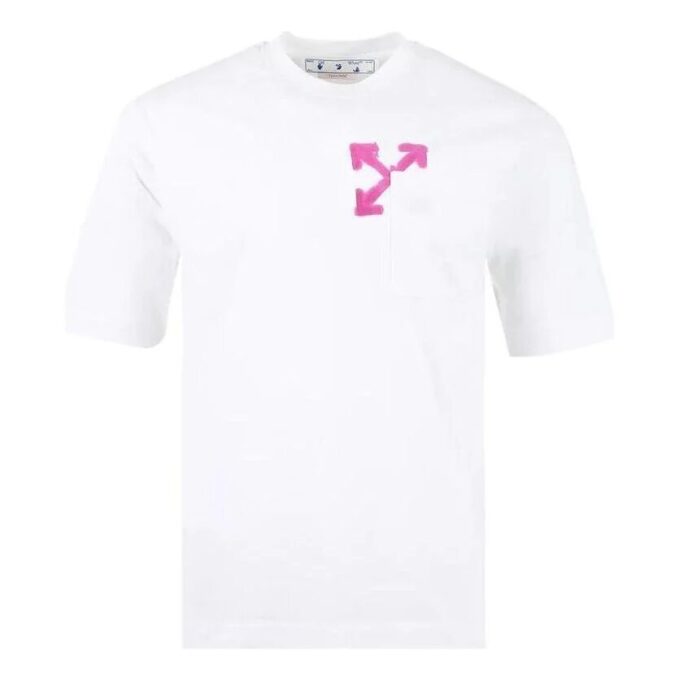 Camiseta de skate con bolsillo y diseño de flecha «Blanco/Morado»