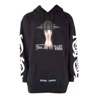 Camiseta deportiva con capucha y estampado, manga larga, corte entallado, color negro