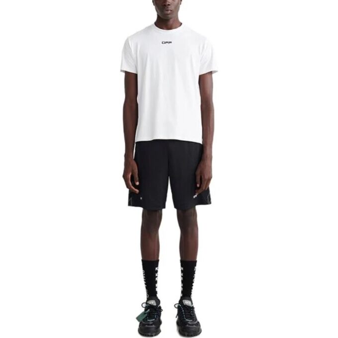 Camiseta deportiva de manga corta con silueta de flecha «Blanco Negro»