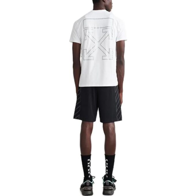 Camiseta deportiva de manga corta con silueta de flecha «Blanco Negro»