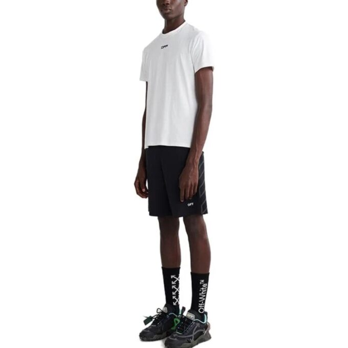 Camiseta deportiva de manga corta con silueta de flecha «Blanco Negro»