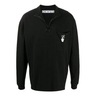 Camiseta deportiva de manga larga con estampado del logotipo, negra