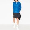 Camiseta deportiva de manga larga con letras impresas, versión estándar, azul