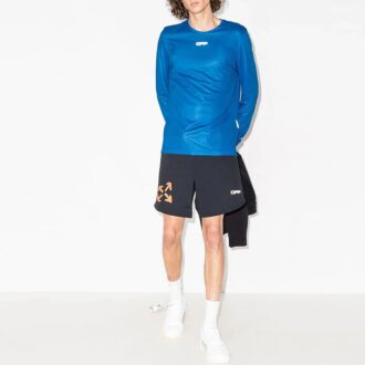 Camiseta deportiva de manga larga con letras impresas, versión estándar, azul