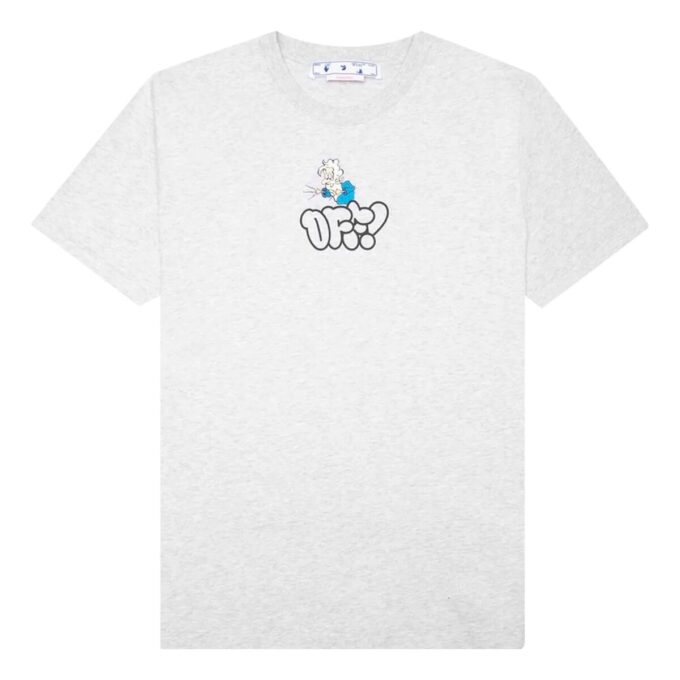Camiseta gris de manga corta con cuello redondo y estampado del logotipo Alphabet de Off-White para hombre, temporada primavera-verano 2022