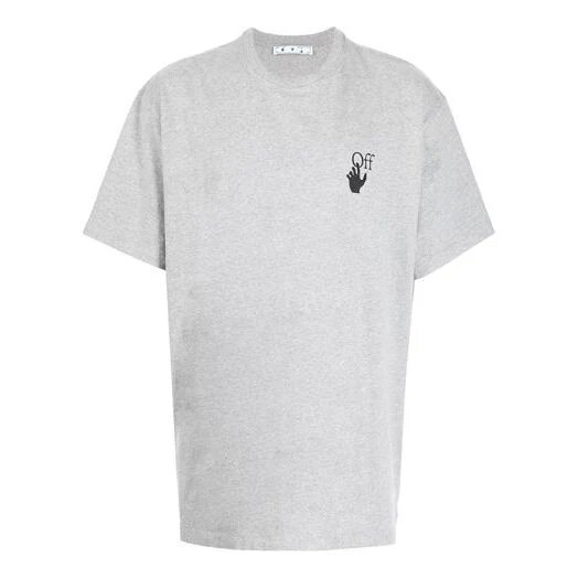 Camiseta gris de manga corta y corte holgado con cuello redondo y estampado del logotipo de Off-White para hombre, colección FW21