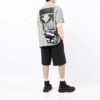 Camiseta gris de manga corta y corte holgado con cuello redondo y estampado del logotipo de Off-White para hombre, colección FW21
