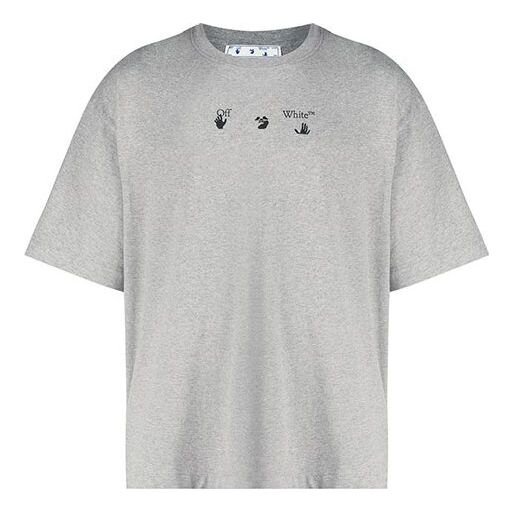 Camiseta gris de manga corta y corte holgado con estampado del logotipo Off-White para hombre FW21