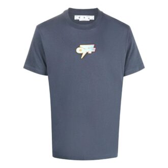 Camiseta gris de pantalón corto con cuello redondo y estampado de logotipo degradado de Off-White para hombre, colección primavera-verano 2022, versión estándar