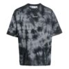 Camiseta gris de pantalón corto y cuello redondo con estampado de logotipo tie-dye de Off-White para hombre, colección FW22, corte holgado