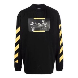 Camiseta holgada de manga larga con estampado de rayas y motivos de Caravaggio de Off-White para hombre, color negro