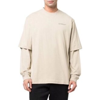 Camiseta holgada de manga larga con estampado en la espalda Off-White para hombre, colección primavera-verano 2022
