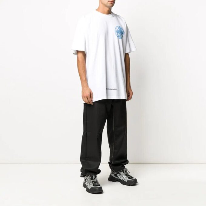 Camiseta informal de pantalones cortos con estampado 3D, color blanco
