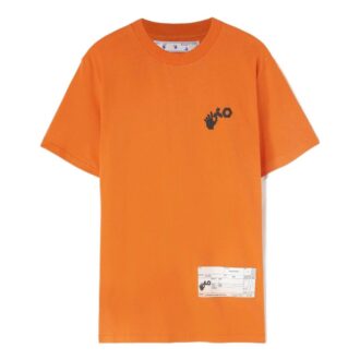 Camiseta naranja de manga corta con cuello redondo y estampado de logotipo de la colaboración Off-White Men’s x Teenage Engineering para la temporada de primavera-verano 2022