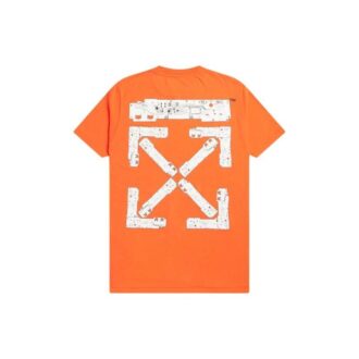Camiseta naranja de manga corta con cuello redondo y estampado de logotipo de la colaboración Off-White Men’s x Teenage Engineering para la temporada de primavera-verano 2022