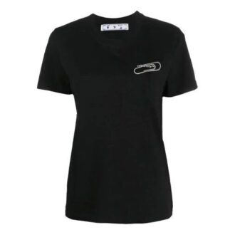 Camiseta negra con estampado en blanco roto de Off-White