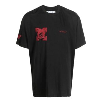 Camiseta negra de manga corta con cuello redondo y diseño de flecha Off-White para hombre, temporada otoño-invierno 2022