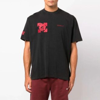 Camiseta negra de manga corta con cuello redondo y diseño de flecha Off-White para hombre, temporada otoño-invierno 2022