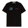 Camiseta negra de manga corta con cuello redondo y estampado de cara sonriente con el logotipo de Off-White x Andr / Crossover