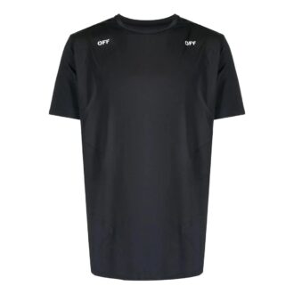 Camiseta negra de manga corta con cuello redondo y estampado de flechas de Off-White para hombre