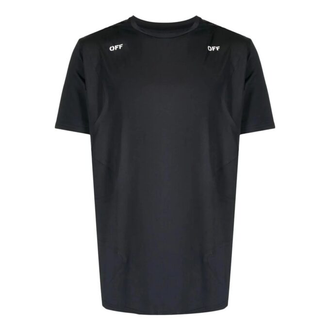 Camiseta negra de manga corta con cuello redondo y estampado de flechas de Off-White para hombre
