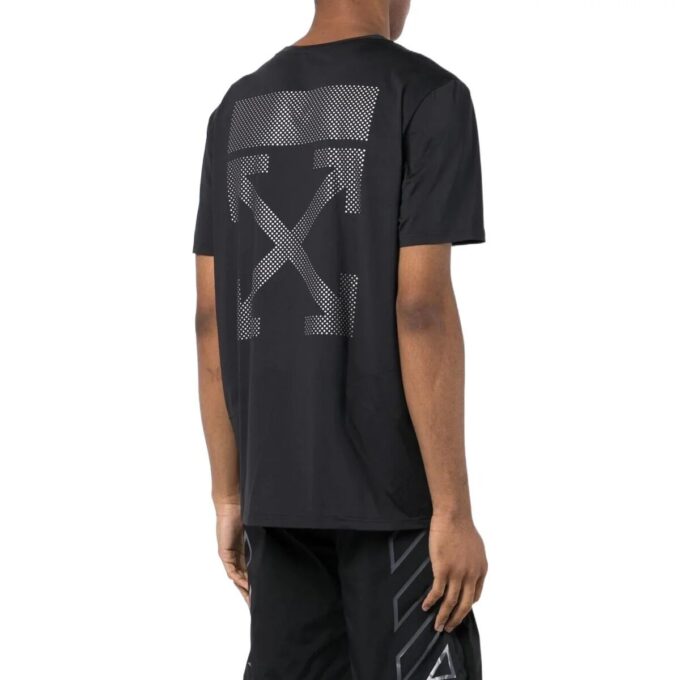 Camiseta negra de manga corta con cuello redondo y estampado de flechas de Off-White para hombre
