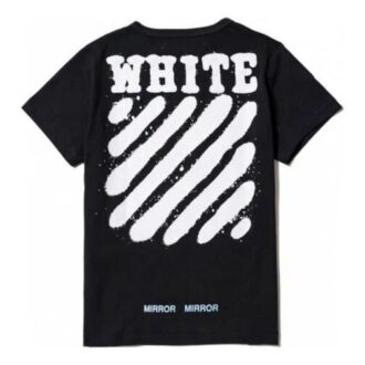 Camiseta negra de manga corta Off-White para hombre C/O VIRGIL ABLOH con estampado de tintas salpicadas y rayas de tigre Camiseta negra de manga corta Off-White para hombre C/O VIRGIL ABLOH con estampado de tintas salpicadas y rayas de tigre
