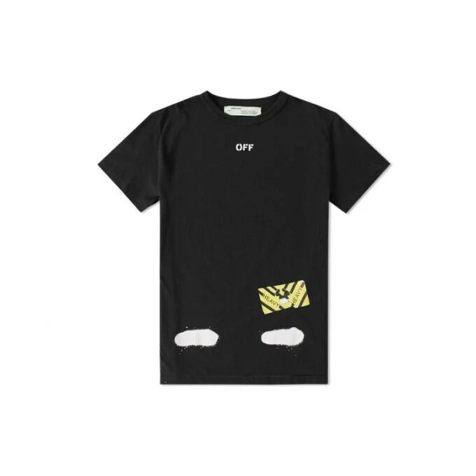 Camiseta negra de manga corta Off-White para hombre C/O VIRGIL ABLOH con estampado de tintas salpicadas y rayas de tigre