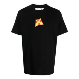 Camiseta negra de manga corta con cuello redondo y estampado del logotipo de Off-White para hombre