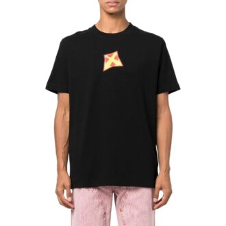 Camiseta negra de manga corta con cuello redondo y estampado del logotipo de Off-White para hombre