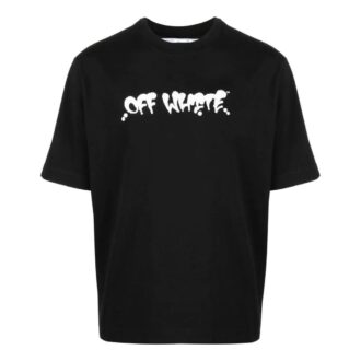 Camiseta negra de manga corta con estampado de letras del logotipo de Off-White para hombre, colección primavera-verano 2022 Camiseta negra de manga corta con estampado de letras del logotipo de Off-White para hombre, colección primavera-verano 2022