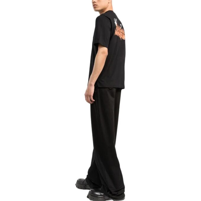 Camiseta negra de manga corta con estampado de letras del logotipo de Off-White para hombre, colección primavera-verano 2022