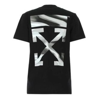 Camiseta negra de manga corta con estampado de logotipo y patrón de flechas Off-White SS21