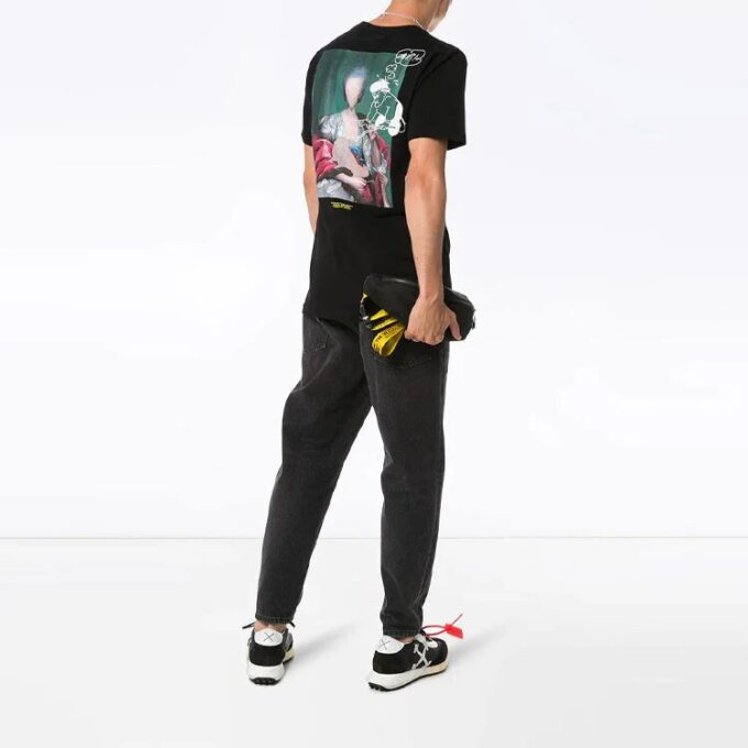 Camiseta negra de manga corta con estampado fotográfico en la espalda de Off-White para hombre en Pantalones Cortos